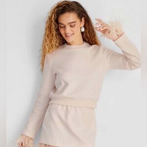 Feather Cuff Blush Sweatshirt